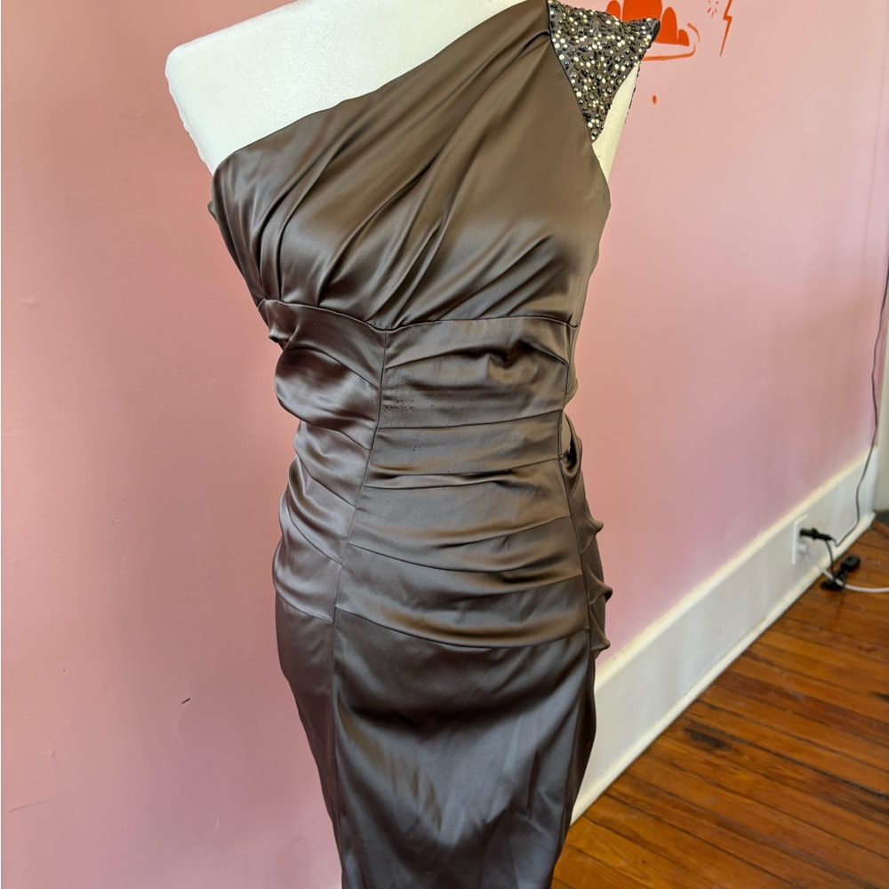 Suzi Chin One-Shoulder Embellished Cocktail Dress | Size 2